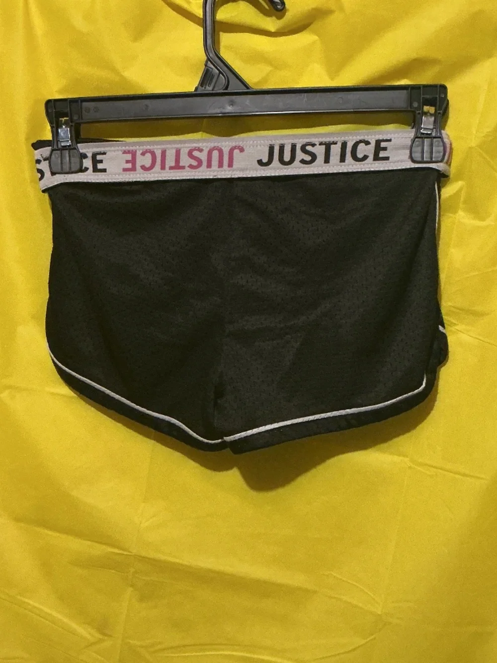 Justice Girls Black Athletic Running Shorts Mesh Lined Size 7